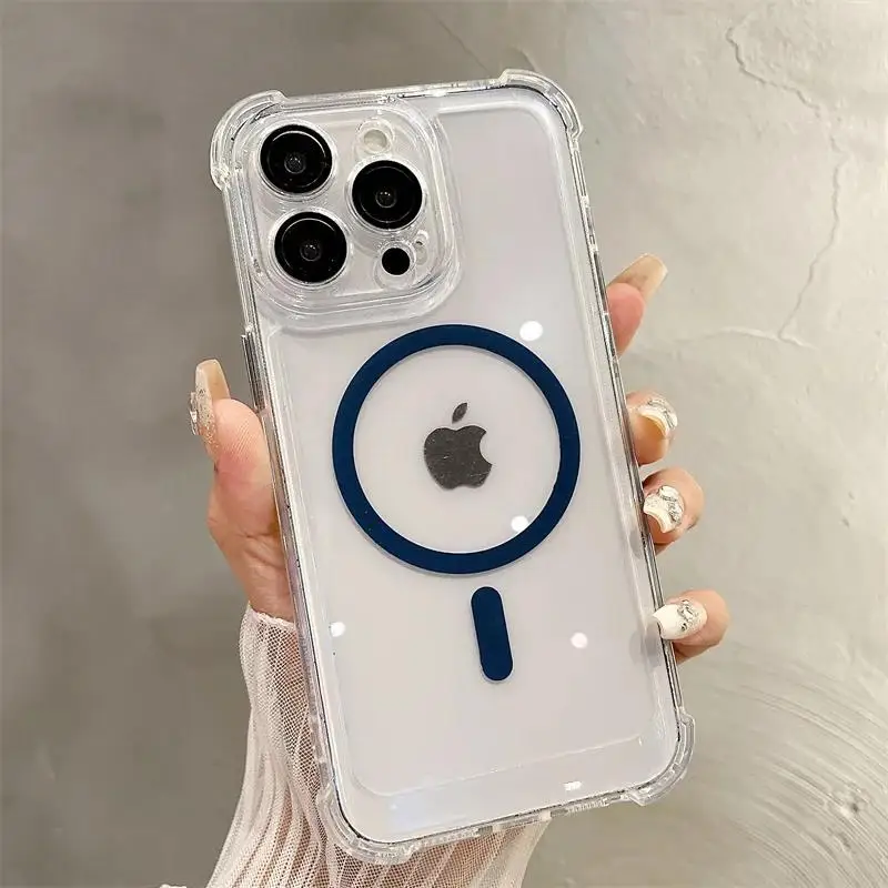 Fashion Simple Color Magnetic Shockproof Case For iPhone 11 12 13 15 16 Plus 14 ProMax Silicone Soft Wireless Charging Cover Men