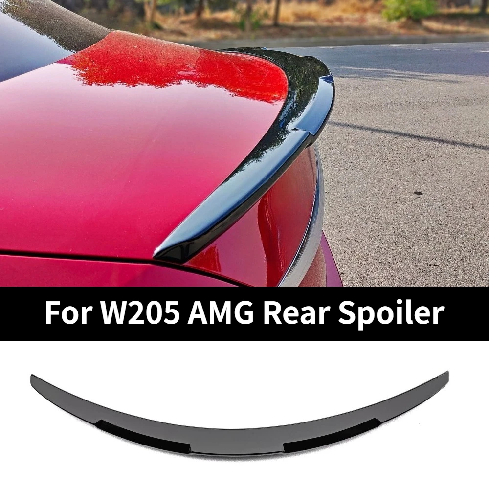 메르세데스 벤츠 C 클래스 W205 프론트 범퍼 립 스포일러 리어 트렁크 윙 2015-2021 글로스 블랙 AMG 스타일 바디 키트 스플리터 3종