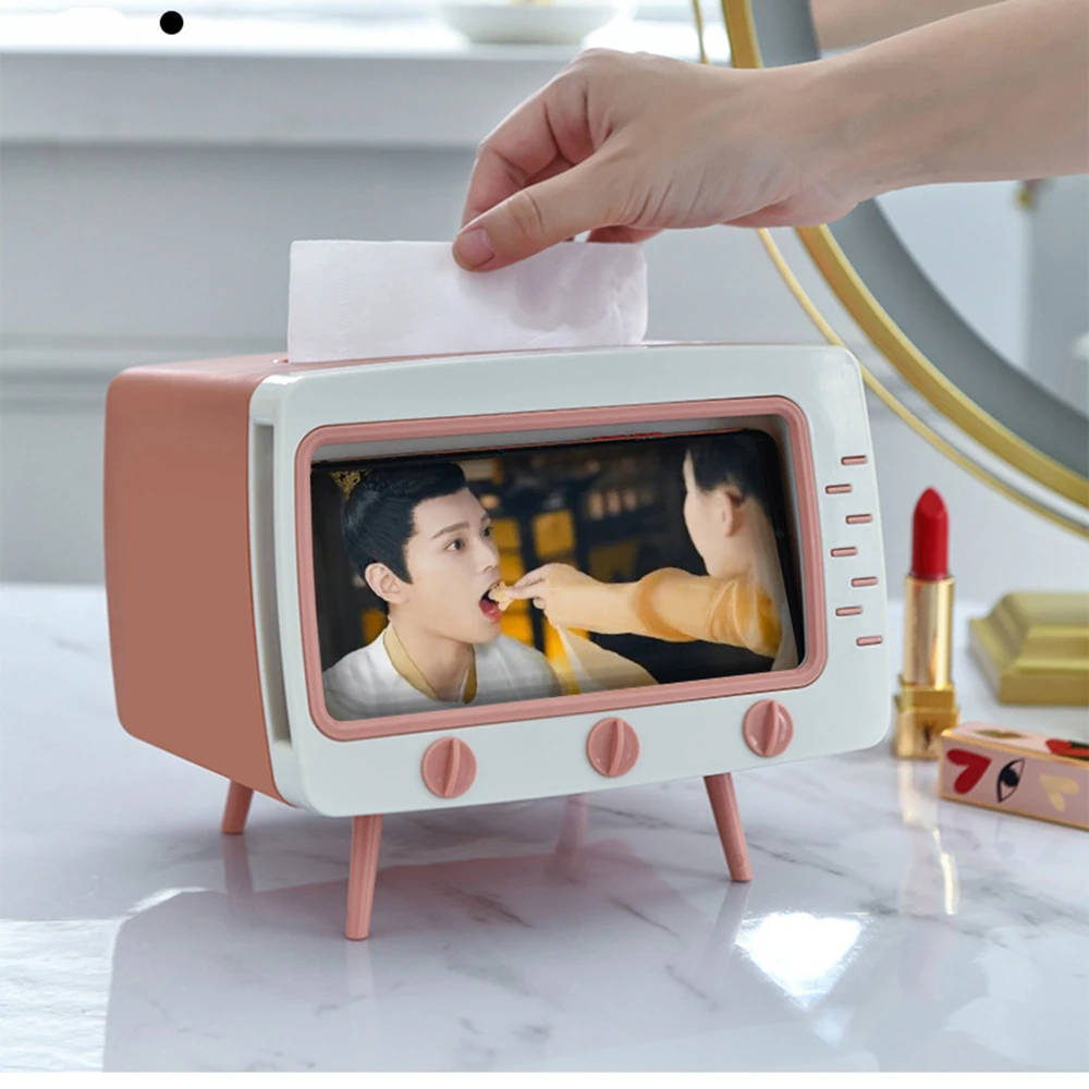 TV Tissue Organizer with Cell Phone Holder Tissue Organizer for Room Bathroom Kitchen Dining Room Nightstand, Creative Gifts 3