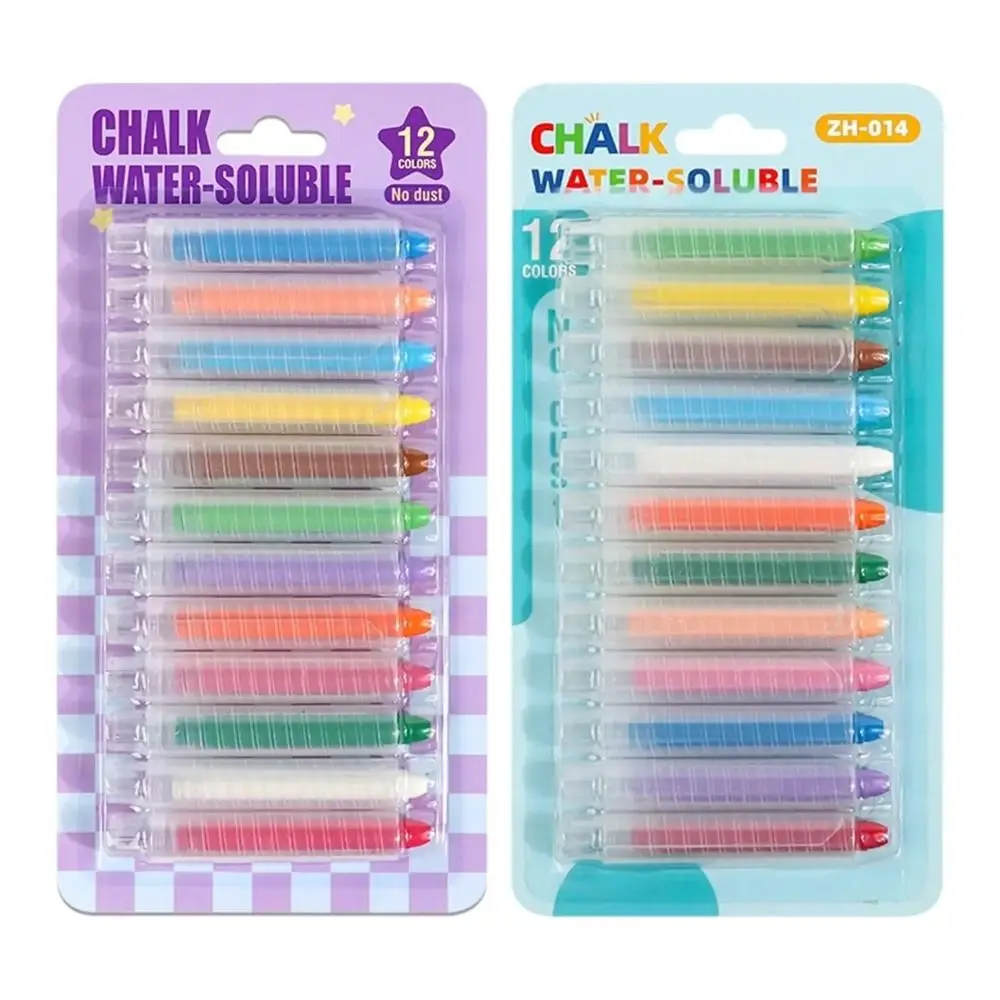 6/12 색상 무분진 분필 무독성 부드러운 필기감 그림 그리기 크레용 간편한 청소 생생한 색상 세척 가능한 분필 야외 놀이용