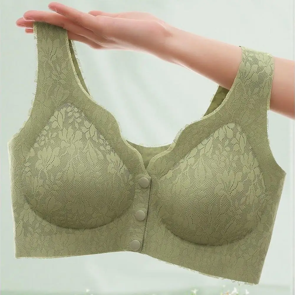 

Women Bra Sexy Lace Front Closure Lady Brassiere Comfortable Wide Shoulder Strap Female Brassiere No Steel Women Underwear