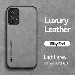 Magnetic Sheepskin Luxury Leather Phone Case Cover for Samsung M32 (Light Gray)