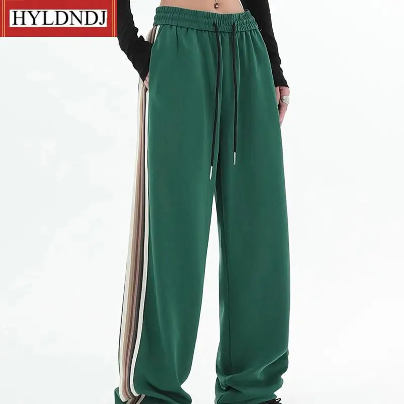 Korean Lady Harajuku Streetwear New Women Loose 4Xl Wide Leg Pants Spring High Waist Straight Elastic Trousers Casual