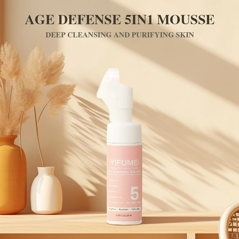 Cleansing mousse 5 in 1 whitening face wash massage brush glow recipe skincare foam cleansing nourishes and cleans skin 150ml facial cleanser