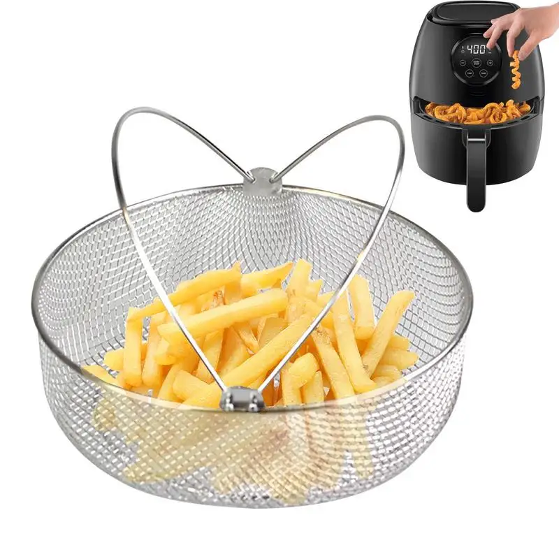 

Oven Air Fryer Basket Versatile Dehydration Stainless Steel Mesh Basket Handy To Use Air Fryer Steamer Frying Basket With Handle