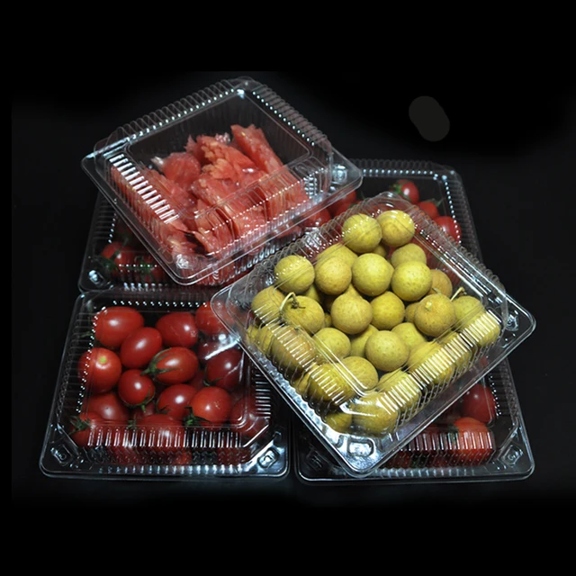 100Db -Os Eldobható Csomagoló Dobozok Átlátszó Műanyag Tartályok Gyümölcsdobozok Elvihető Sütemények Snacks Ételcsomagoló - Image 2
