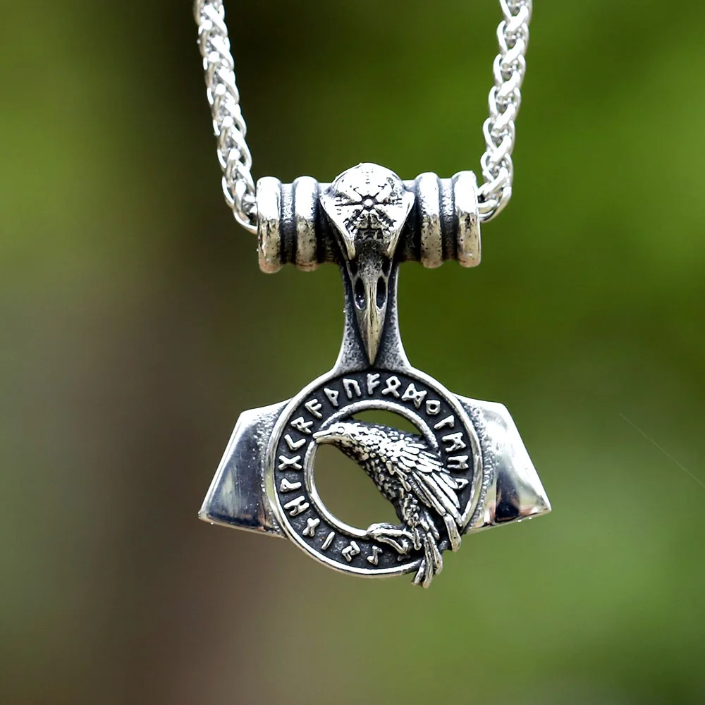 2023 New Fashion Nordic Viking Vegvisir E Raven Head Animal Pendant For Men Collana In Acciaio Inossidabile Gioielli Spedizione Gratuita