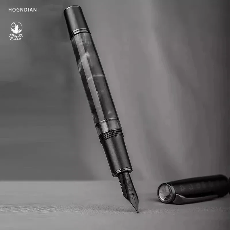 

Ink Gift Gray Rabbit Totem Cap Moon Beautiful Fountain Smooth Office Writing Resin 0.4/0.5mm Pen Hongdian Piston Pen