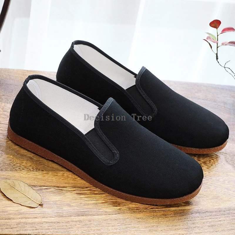 chinese retro cloth shoes beef tendon soft sole men shoes traditional elastic mouth taoist martial arts a001
