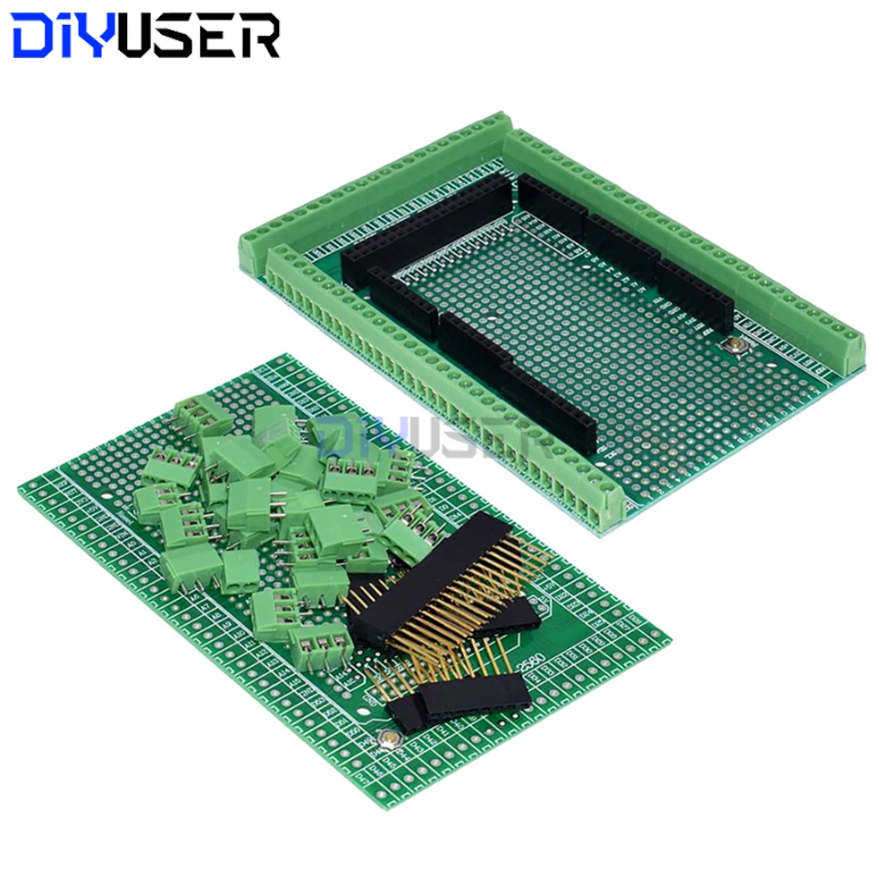 Arduino MEGA 2560 R3 Shield Board Prototype Expansion Module with Screw Terminal Blocks & Double-Side PCB Kit