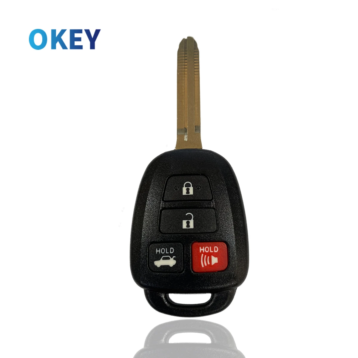 Okey Remote Car Key Shell Replacement Case 4 Buttons For  Toyota CAMRY 2012 2013 2014 2015 Corolla 2014 2015 H Stamp on Blade