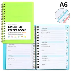 Alphabetical Tabs Spiral Password Keeper Notebook, A6 Mini Size, Secure Website Logins Organizer (Light Green)