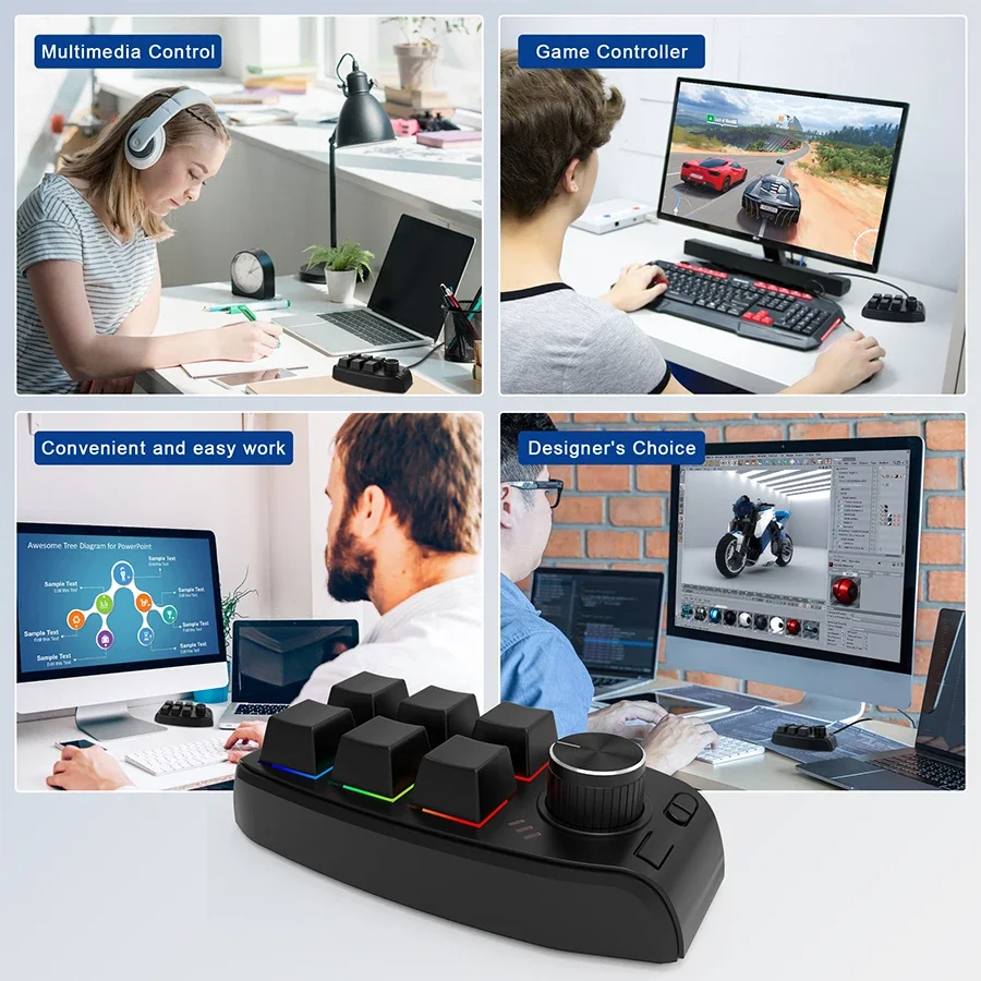 Wireless Mini Macro Mechanical Keypad with Customizable Knob