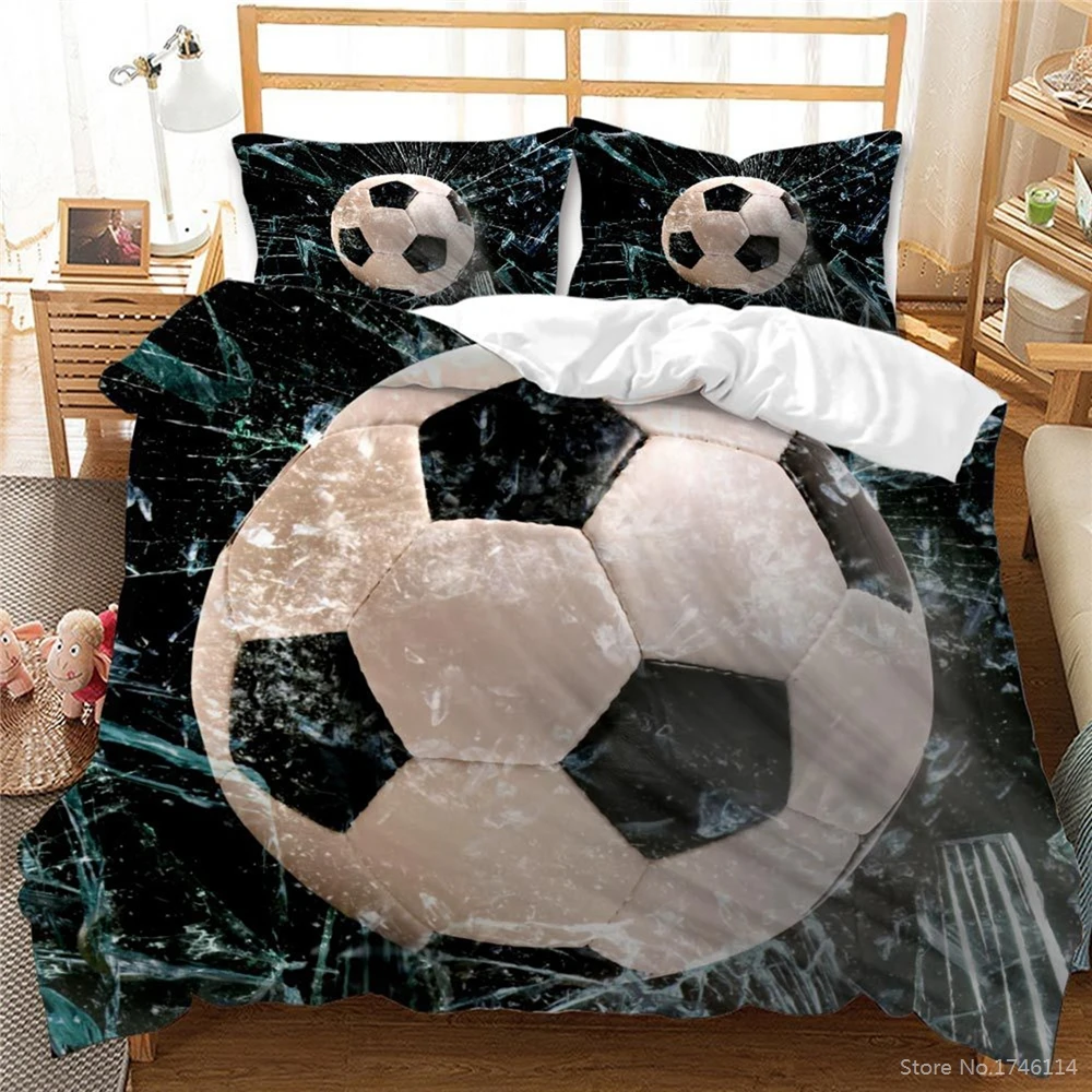

3D Printed Football Soccer Bedding Set Queen King Size Comforter Cover with Pillowcase Set Soft Duvet Cover Set Bedclothes Gift