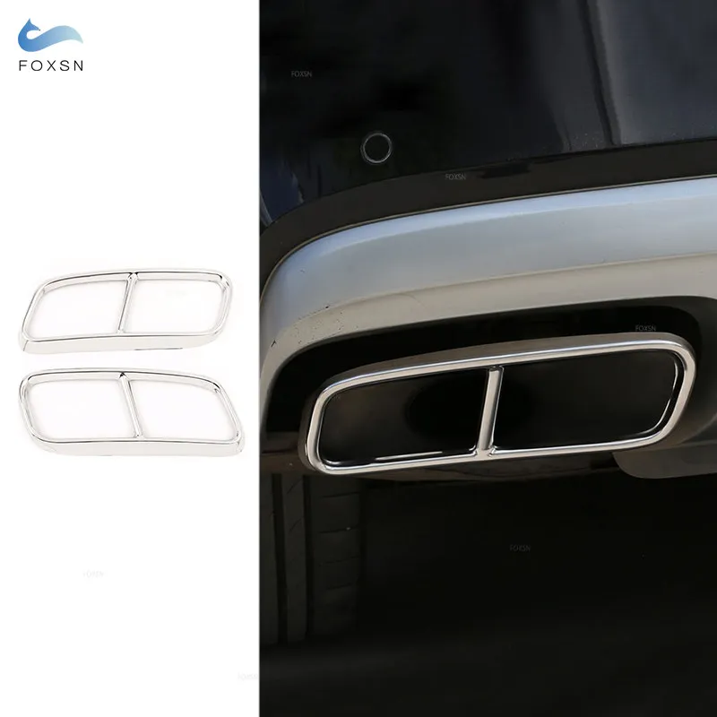 

Car Accessories Stainless Steel Silver 2pcs Tail Muffler Exhaust Pipe Output Cover Trim For Audi Q7 2016 2017 2018