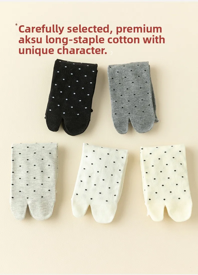 4 Paar japanische Baumwoll-Zehensocken mit Tupfenmuster, zweizehenige Socken im Harajuku-Stil, einfache Tabi-Socken, hochelastische Kimono-Sandalen-Socken – Detail 2