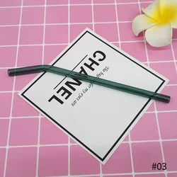 Eco - Friendly Reusable Transparent Glass Straws - Heat - Resistant Borosilicate (BlackishCurved Straw)