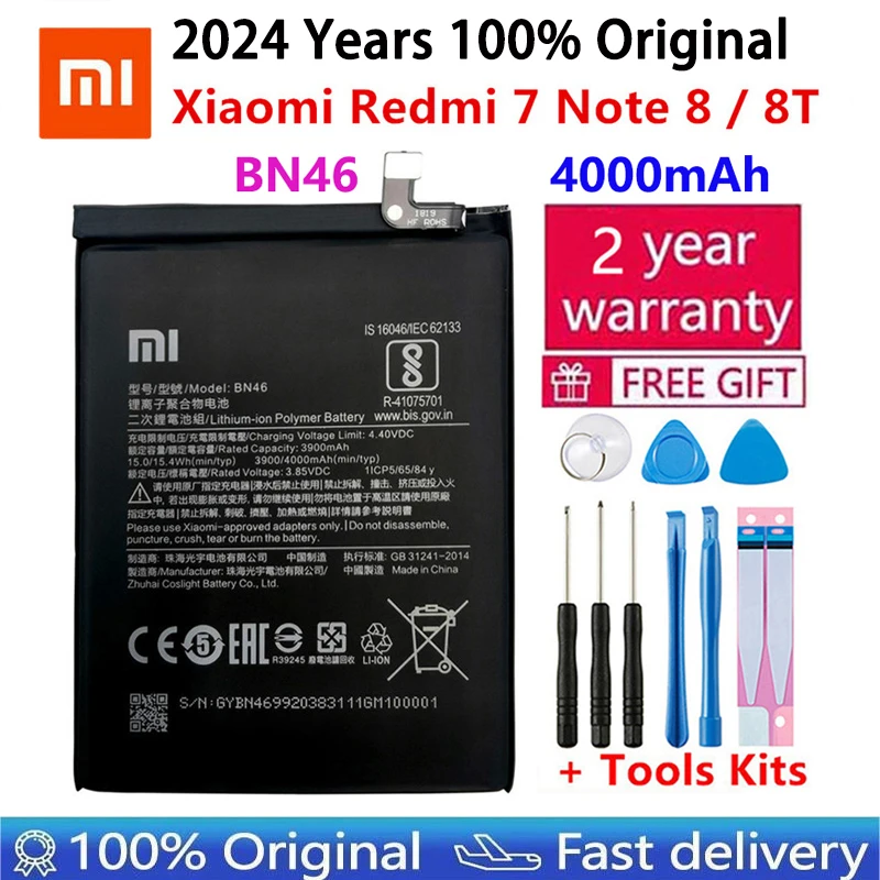 

100% Original BN46 Replacement 4000mAh Battery For Xiaomi Redmi 7 Note8 Note 8 8T Phone Battery Bateria Batterie AKKU Free Tools