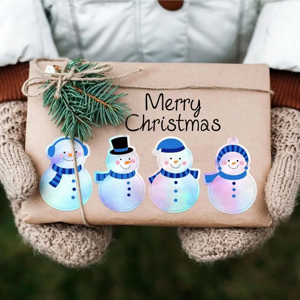 Waterproof Christmas Stickers Snowman Decorative Paper Labels