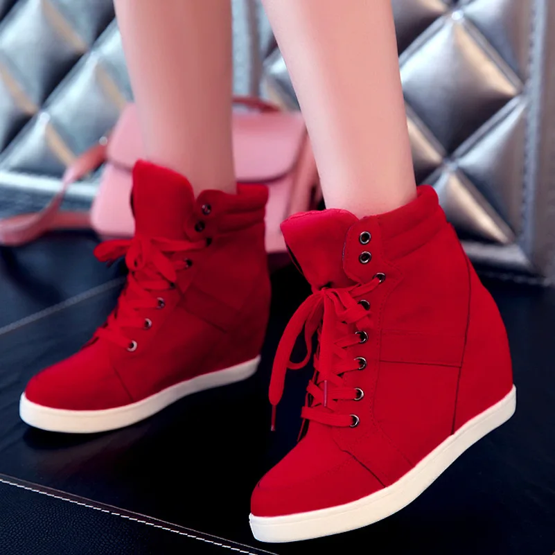 Spring Women Boots Faux Suede Leather Wedge Platform Boots Hidden Heel  Shoes High Pop Sneaker Casual Shoes For Woman Ankle Boot - Women's Boots -  AliExpress