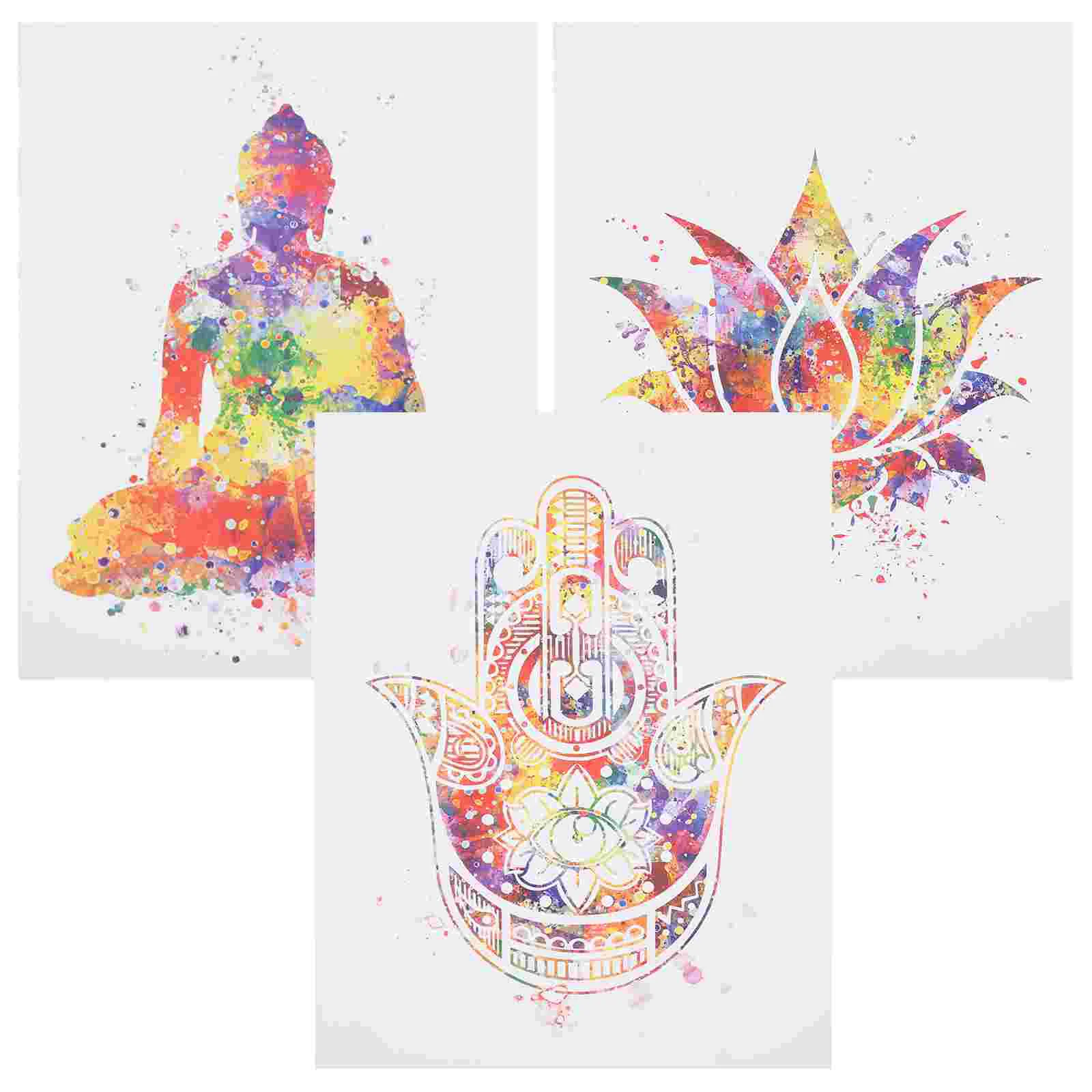 

3 Pcs Frameless Painting Vintage Posters Buddha Artwork Canvas Bedroom for Wall