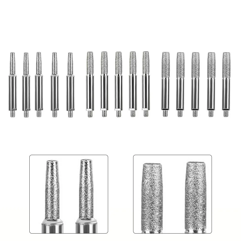 5pcs Diamond Coated Cylindrical Burr Chainsaw Sharpener Parts Grinding Head Chain Saw Sharpener Stone File Grinding Tool