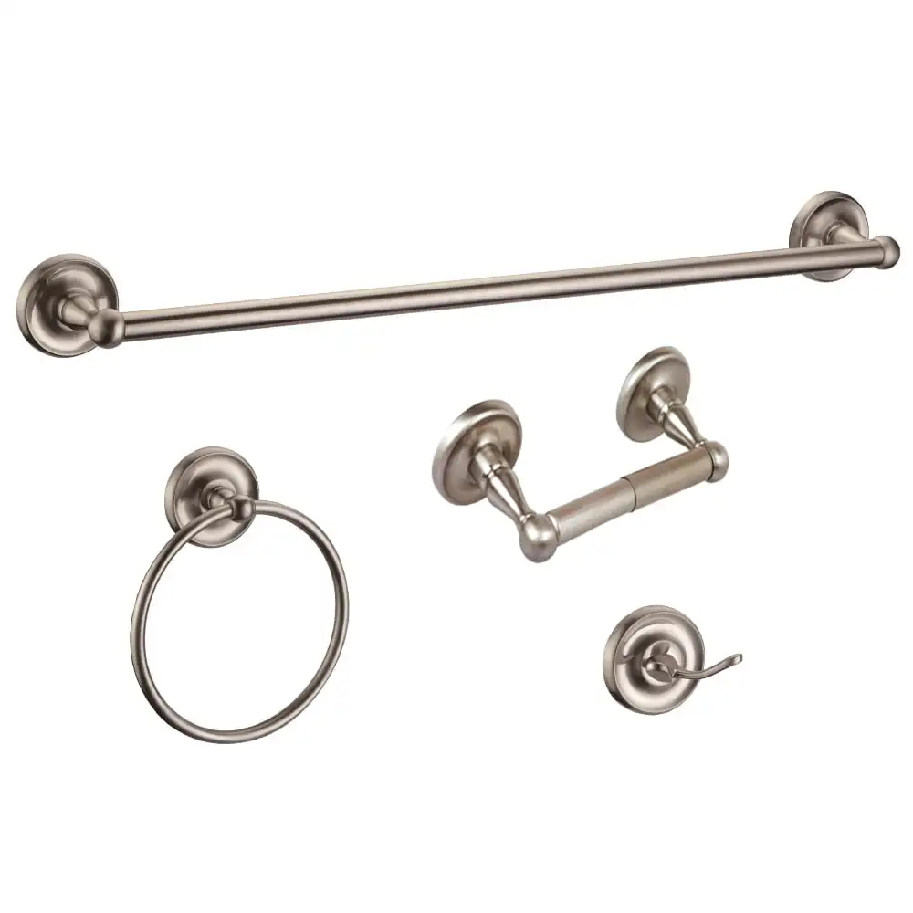 

San Martin 4-Piece Bathroom Hardware Accessory Kit Satin Nickel