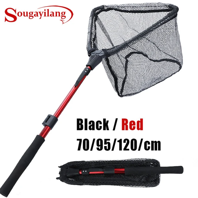 Sougayilang Fishing Net 70/95/120cm Retractable Aluminum Alloy Fishing Net  Telescoping Foldable Landing Net for Fly Fishing - AliExpress