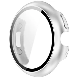 Premium Tempered Glass Protective Watch Case with Shell Bumper for Pixel Watch4 41mm (Silver)