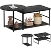 Coffee Table, Black Modern Coffee Tables for Living Room 2 in 1Detachable Small Center Table Set with Storage 1