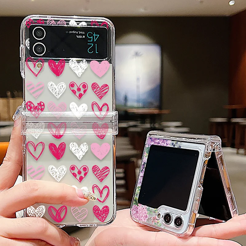 Butterfly Pattern Folding Phone Case For Samsung Galaxy Z Flip5 Flip4 Flip3 Clear Hard PC Back Cover For Samsung Z Flip 5 4 3_voghion.com