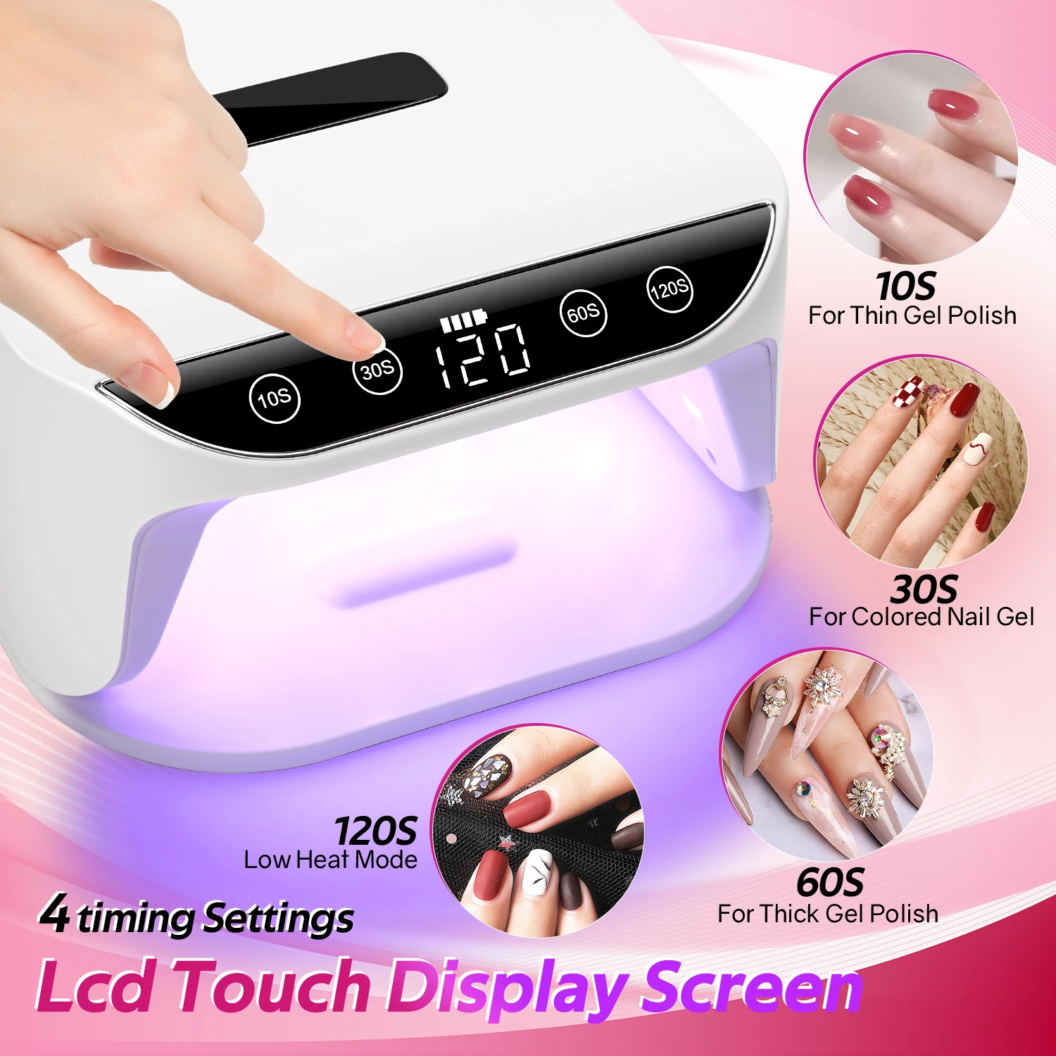 Rechargeable 168W UV LED Nail Lamp For Nail 36LEDS Wireless Gel Polish Curing Lamp With Large Screen Professional Nail Equipment 4
