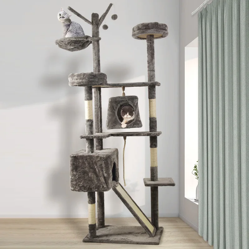 High Quality Cat Tree Design Wood Cat Tower And Scratcher Indoor Multi-Level Condo Pet House