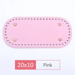 Elegant PU Leather Oval/Round Crochet Bag Base for DIY Weaving and Home Decor (20x10-Pink)