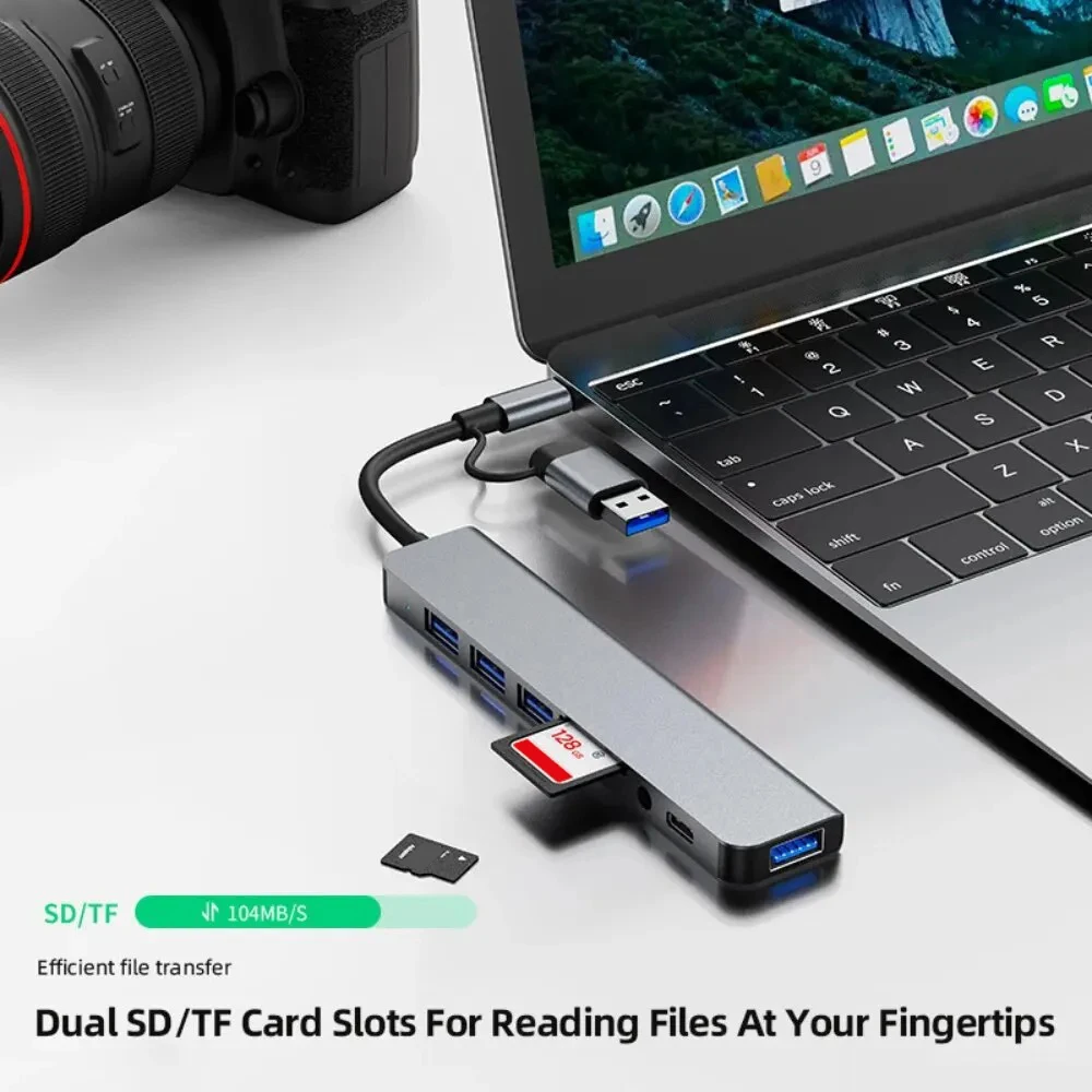 5Gbps USB 3.0 HUB USB C HUB USB C Docking Station High Speed Transmission OTG Adapter Splitter TYPE-C HUB For Laptop Macbook 6