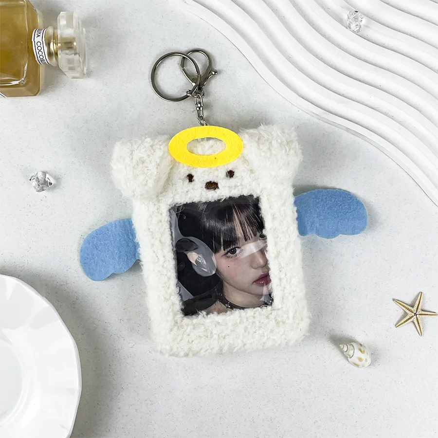 Cute Devil Plush Card Holder School Bag Key Chain Pendant 3 Inch Postcard Creative Angel Card Nesting Doll Storage Pocket card holders