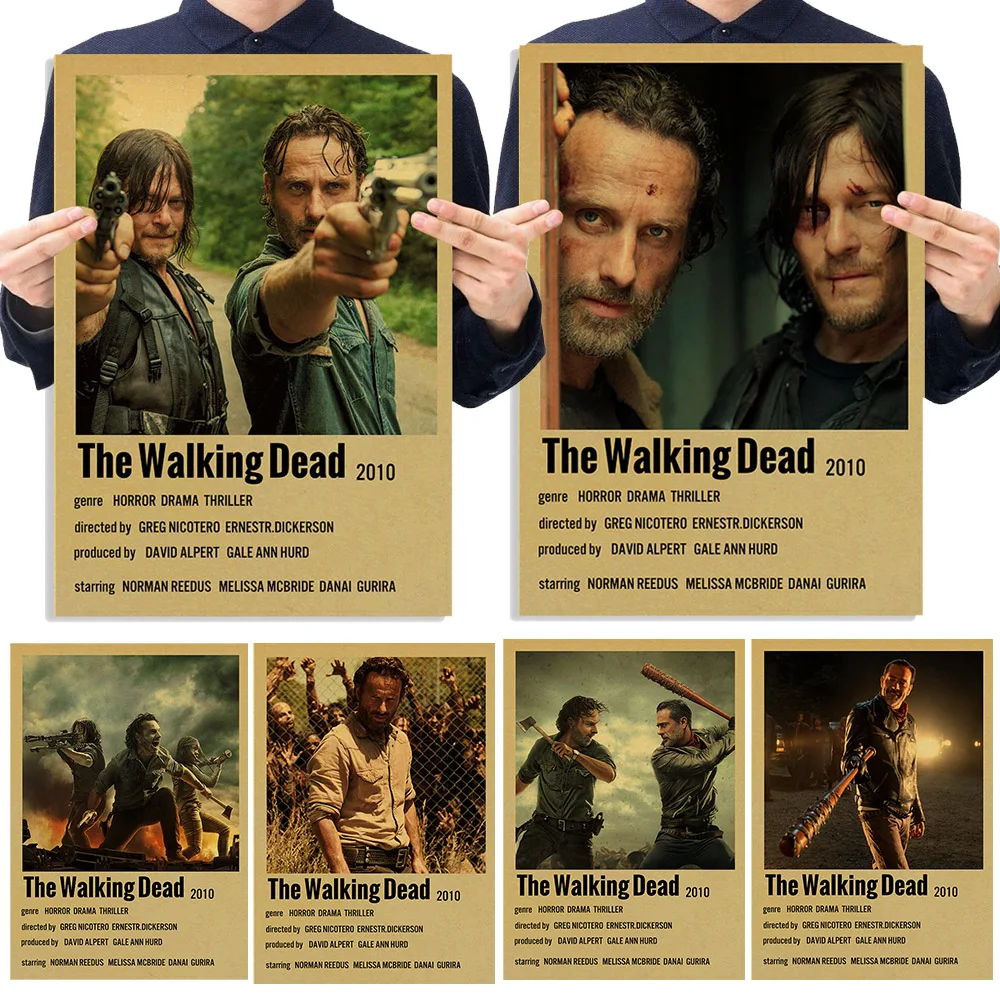 The Walking Dead Posters Manga Kraft Paper Movie Poster Art Painting Picture Room Bar Cafe Wall Decor Painting Calligraphy Aliexpress