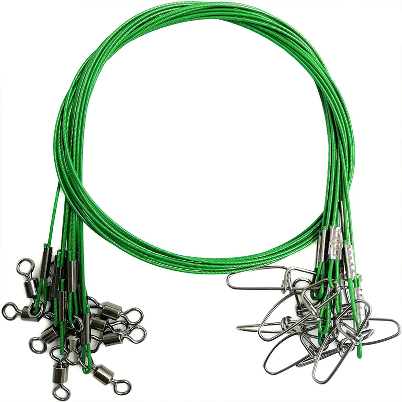 30 Stück Durchmesser 1,0 mm Meeresangel-Vorfachschnur 125LB 50 cm hochfeste Edelstahl-Drahtschnur mit Wirbeln und Druckknöpfen Angelwerkzeuge – Detail 11