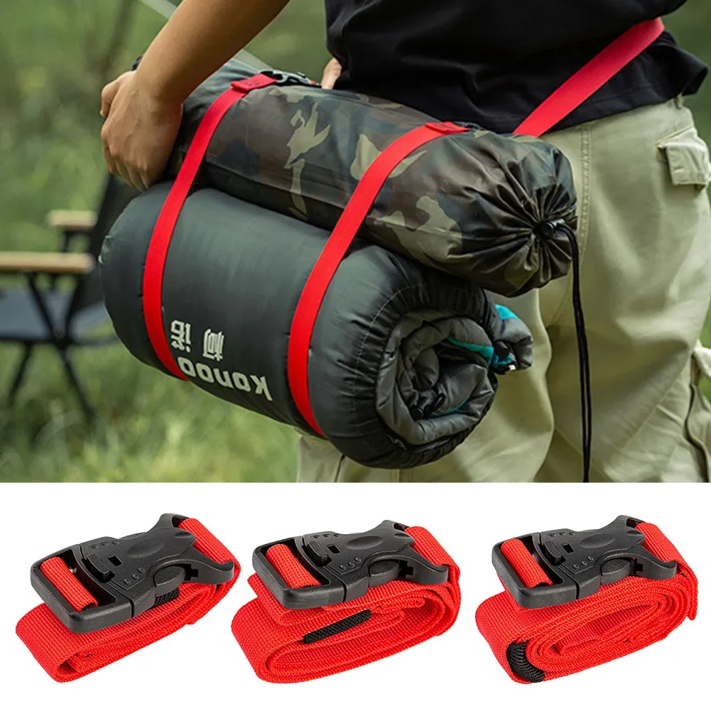 2Pcs Portable Cargo Tie Down Luggage Belt Strap Quick Release Buckle 0.6/1/1.5M Baggage Secure Strap for Camping Hiking Hunting
