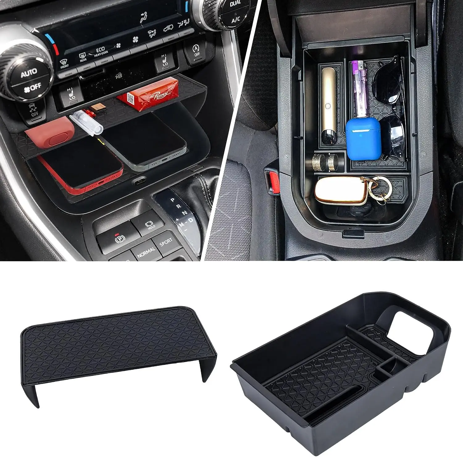 

2pcs for Toyota RAV4 Console Organizer 2024 2023 2022 2021 2020 2019 Center Console Tray Divider Insert Divider Slot Storage Box