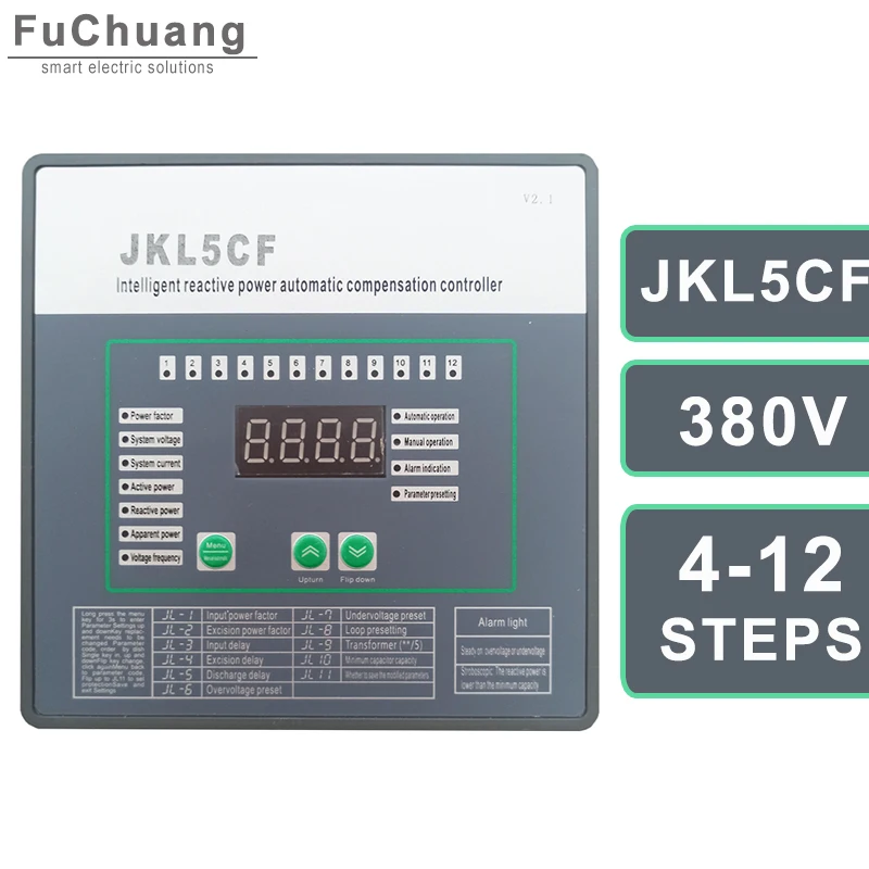 Controlador de Compensação de Potência Reativa Jkl5cf Usado para Dispositivo de Compensação de Capacitores Universal 10 12 Passos 380vac 50hz 60hz