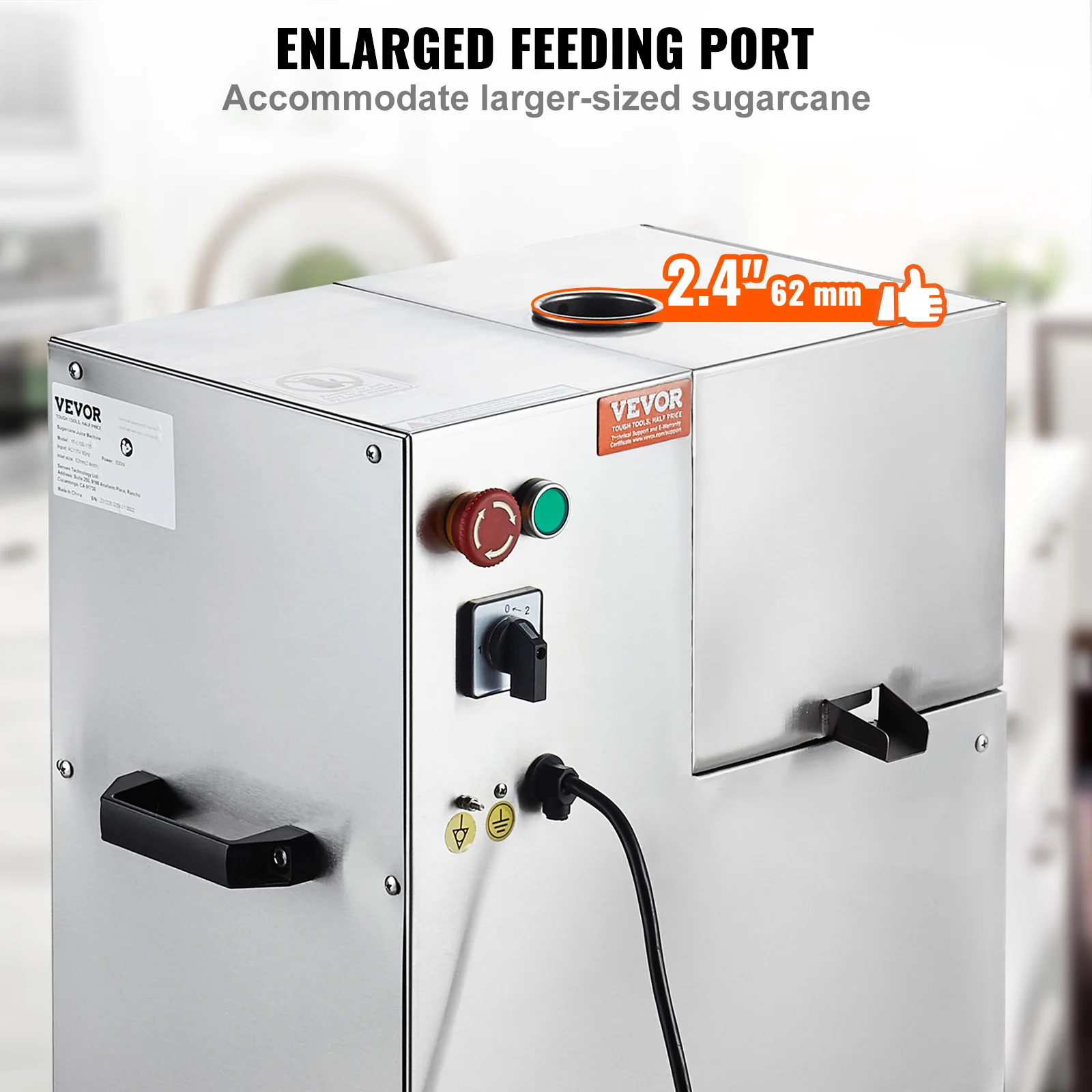 VEVOR Electric Sugar Cane Juicer, 800W Sugarcane Juicer Machine with 661LBS/H High Output, 4 Stainless Steel Roller, Auto Roller 3