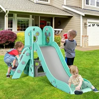 Children's Slide, Indoor Outdoor Slide Climber Playset Slide with Basketball Hoop and Storage Space for Kids Garden Backyard Toy 2
