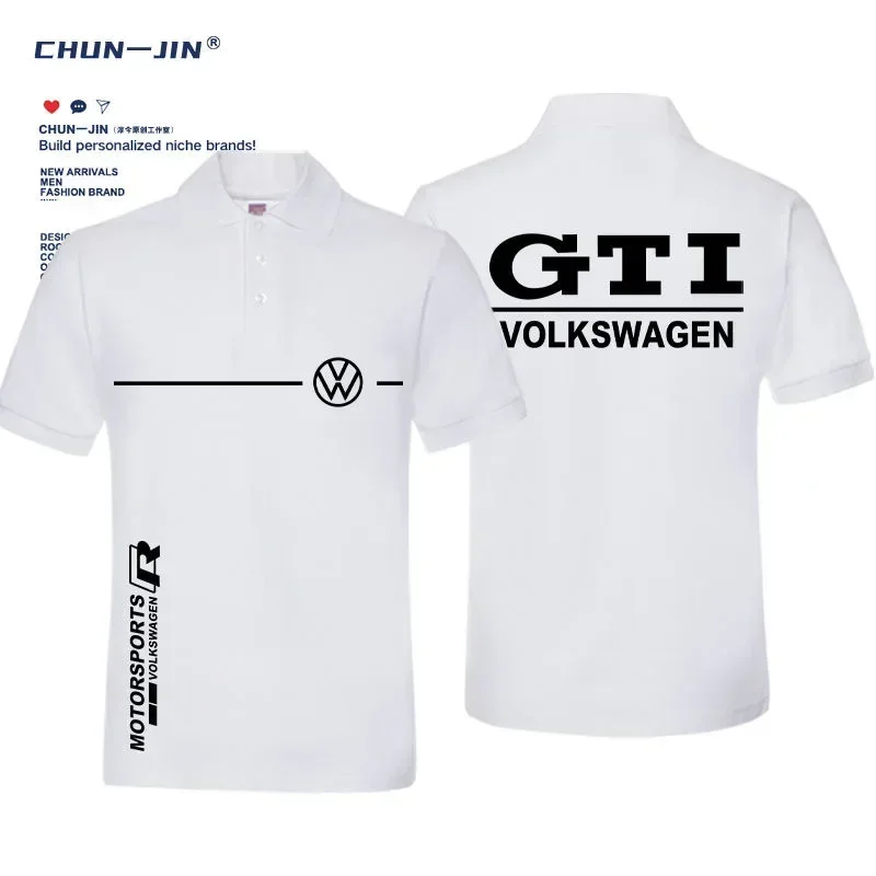 24SS summer cotton short-sleeved motorcycle T-shirt POLO shirt men's lapel for V-Volkswagens, cotton motorcycle t shirt