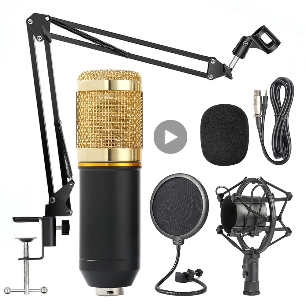 

Professional Condenser Microphone Mic Home Studio For PC Computer Singing Karaoke Streamer Streaming Mikrofon V8 Sound Card Arm
