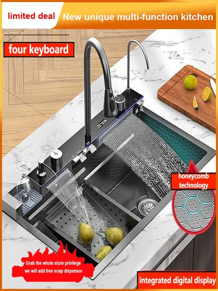 Cocina Integrated Waterfall Kitchen Sink Technology Large
