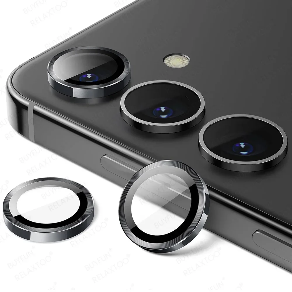 Premium 9H Tempered Glass Camera Screen Protector with Metal Lens Ring