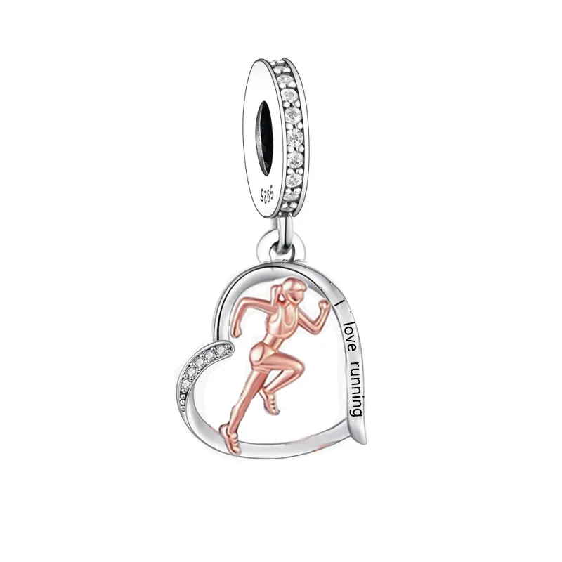 Fit Original Pan Charm Bracelet 925 Silver Love Running Girl Run Running Shoe Sneaker Bead For Making Runner Berloque 2