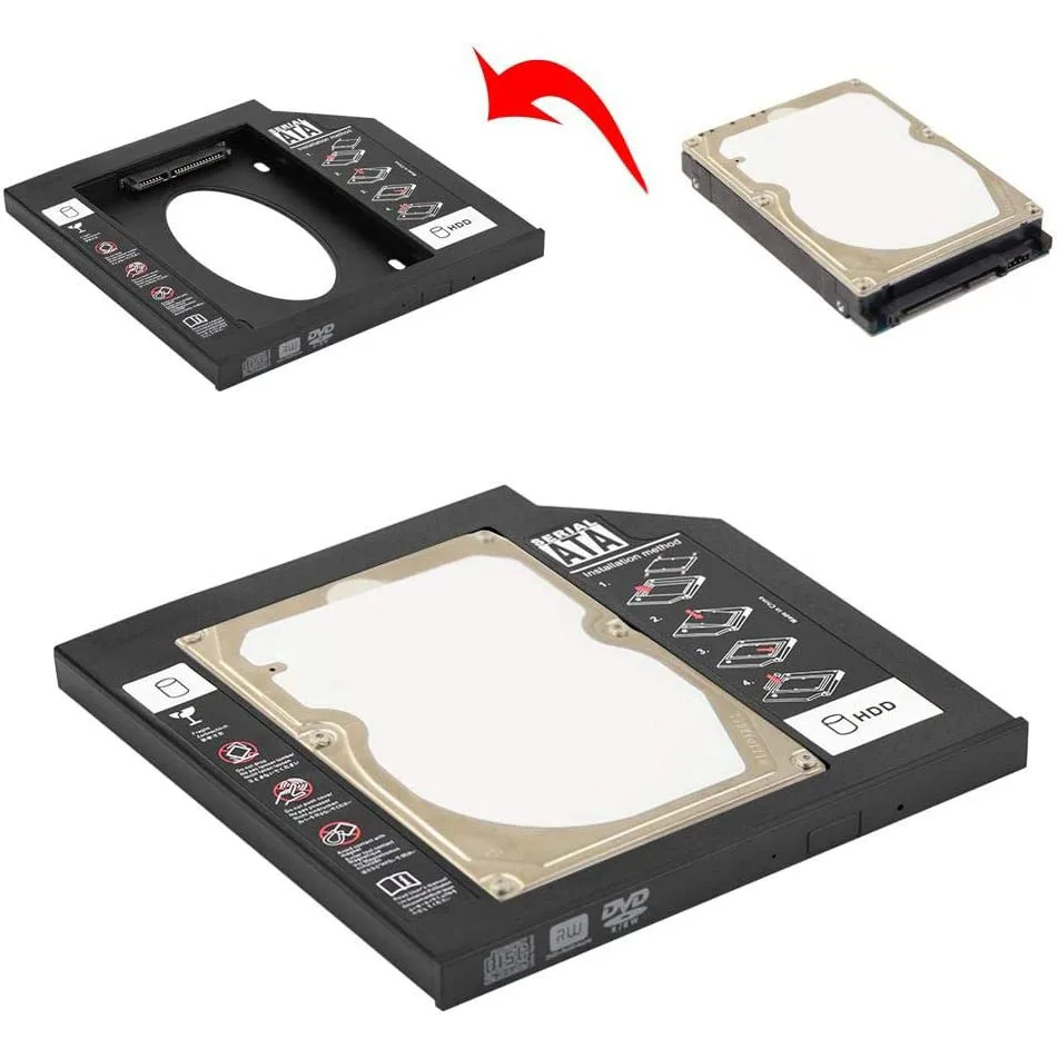 9.5mm 12.7mm 노트북 광학 베이 HDD SSD 캐디 플라스틱 하드 드라이브 브래킷 슬림 하드 디스크 마운팅 프레임 (노트북 광학 드라이브용)