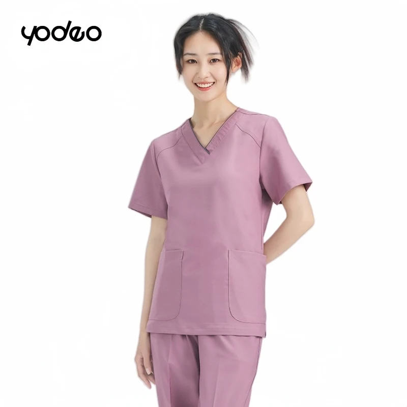 Four seasons short sleeved hand washing clothes for women pet hospital clothes elastic quick drying oral doctor work clothes